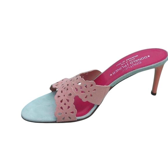 Donald Pliner Couture Nappa Leather Shoe Shrimp Mist Criss Cross Slide NWT $235